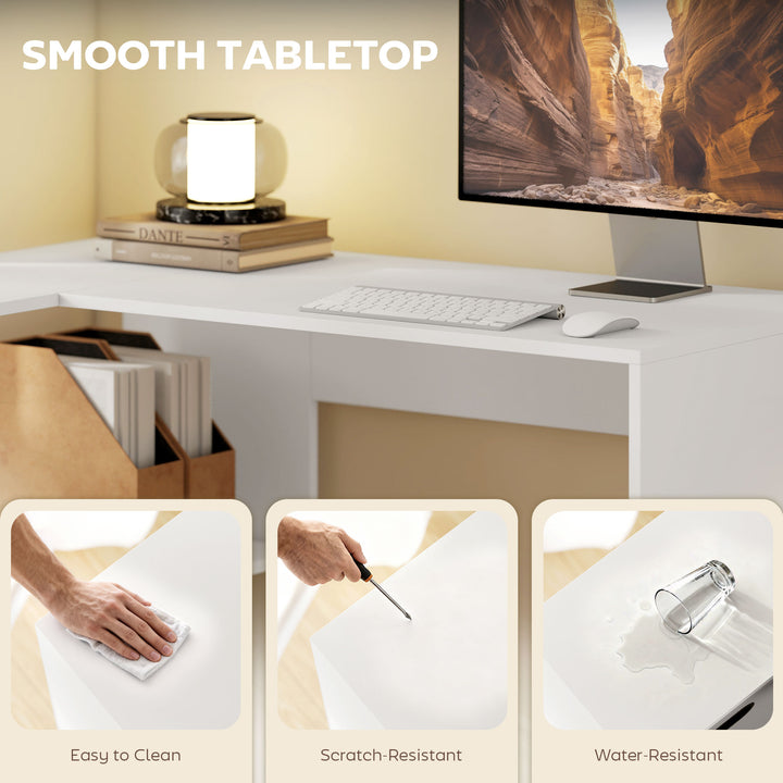 L Shaped Computer Desk, 110 x 100cm Reversible Corner Desk with Fabric
