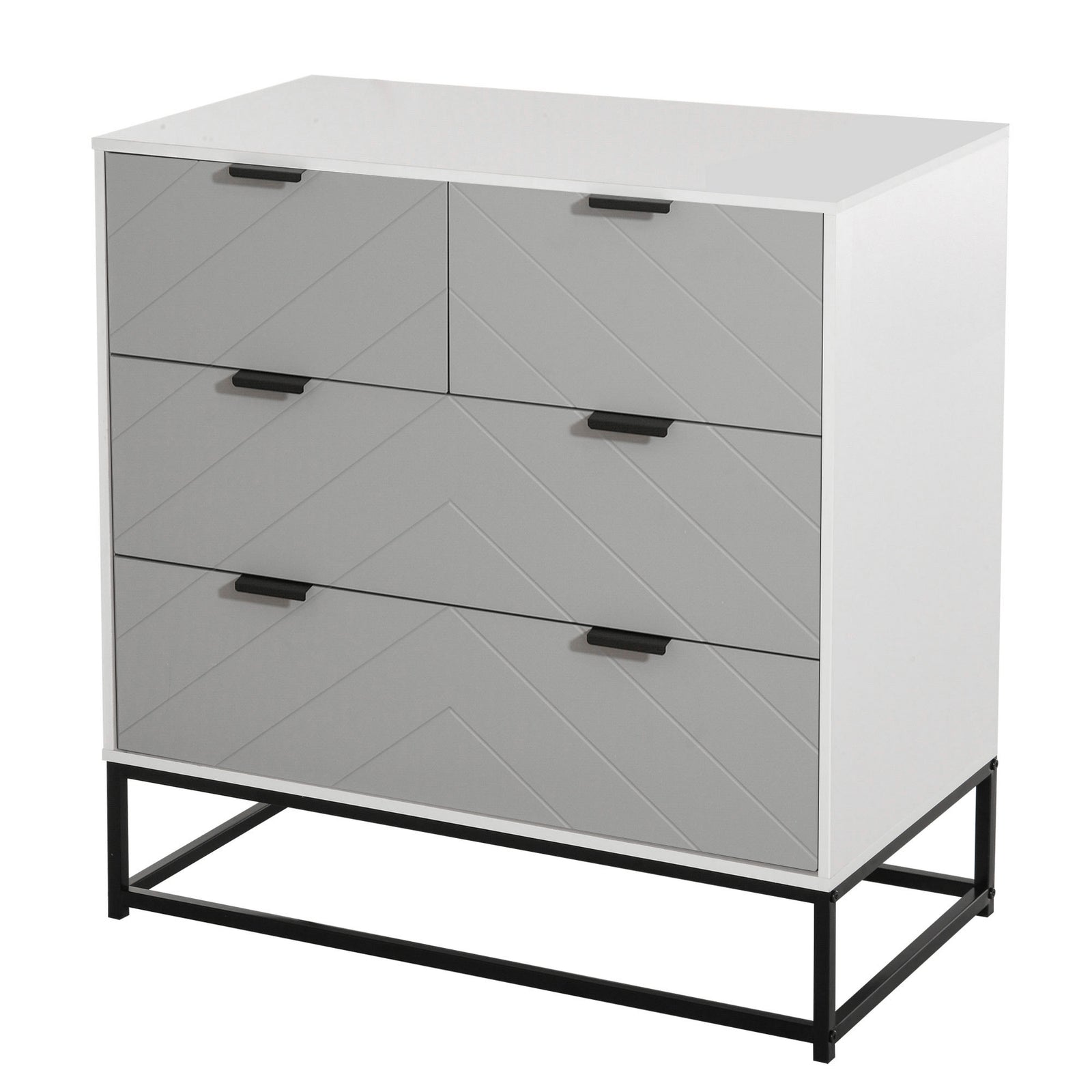 Chest of Drawers with Metal Handles Freestanding Dresser for Bedroom, Living Room