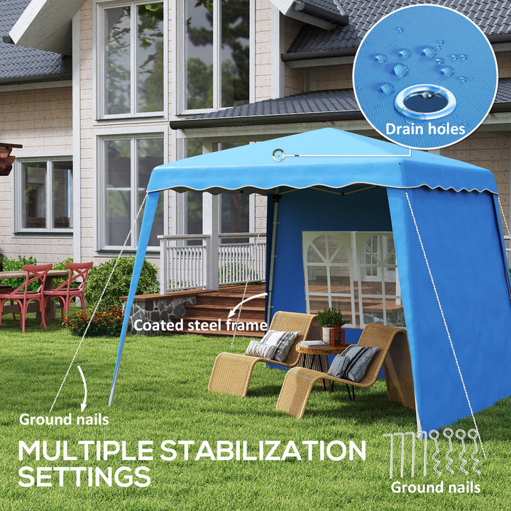 2.4 x 2.4m Two Wall Pop Up Gazebo - Blue