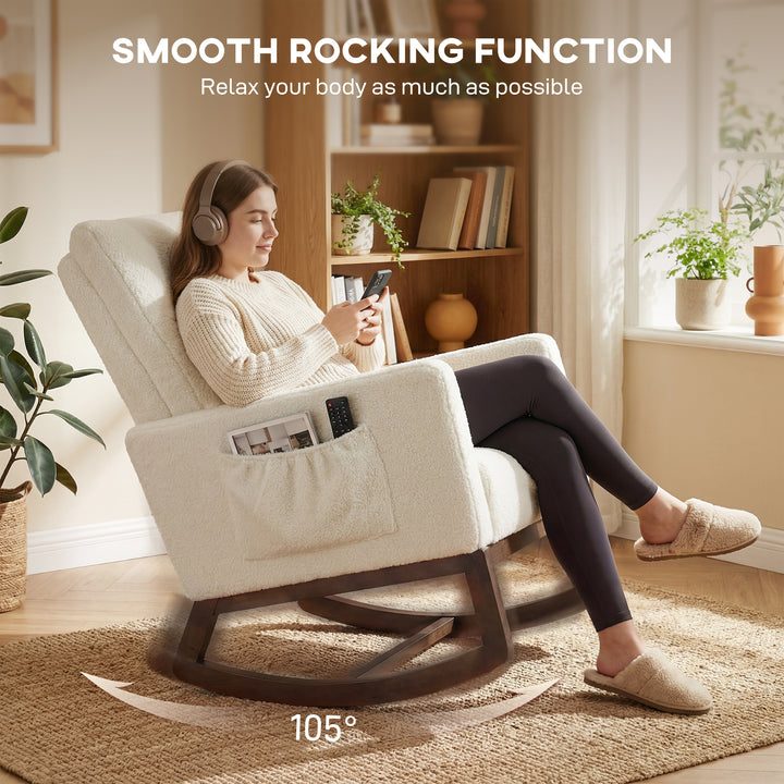 Rocking Chair for Adults, Lounge Rocker Chair with Lumbar Pillow, High