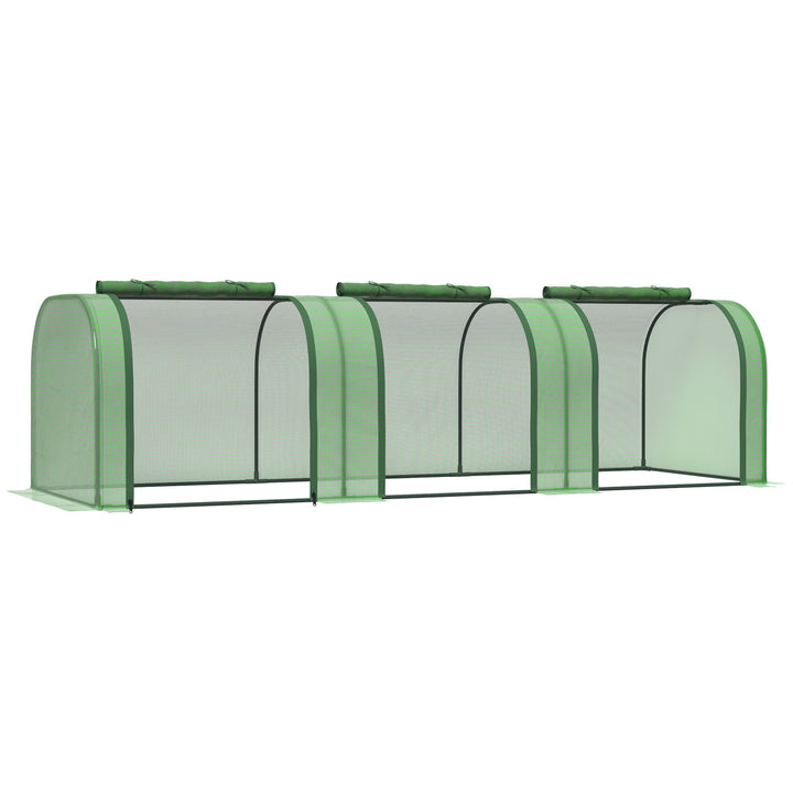 Outsunny Tunnel Greenhouse: PE Cover, Steel Frame, Zipper Door, 295x100x80cm, Verdant Green | Aosom UK