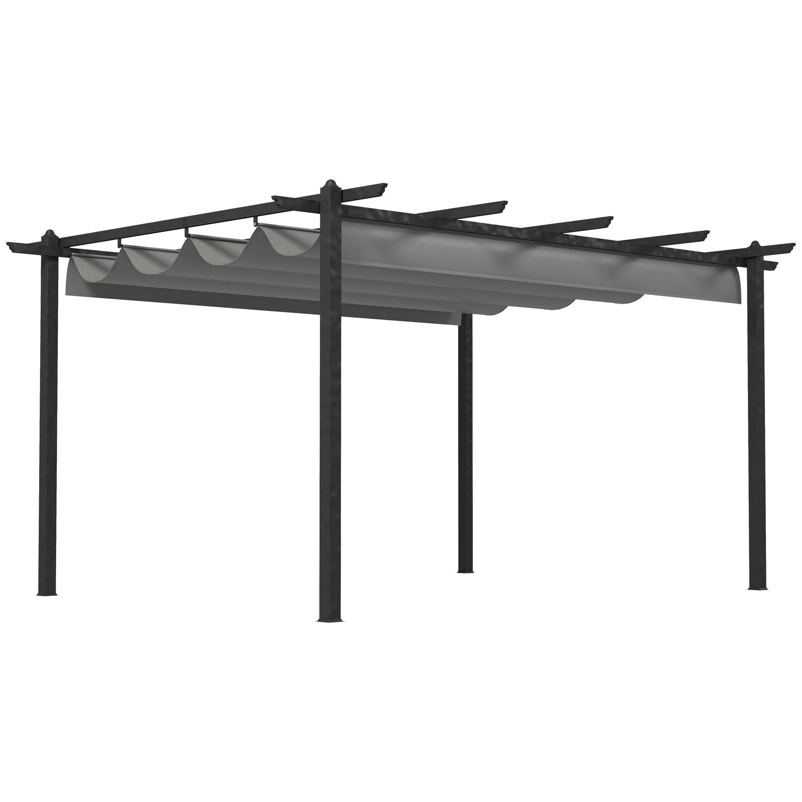4 x 3(m) Aluminium Pergola with Retractable Roof, Garden Gazebo Canopy Shelter for Outdoor, Patio, Grey