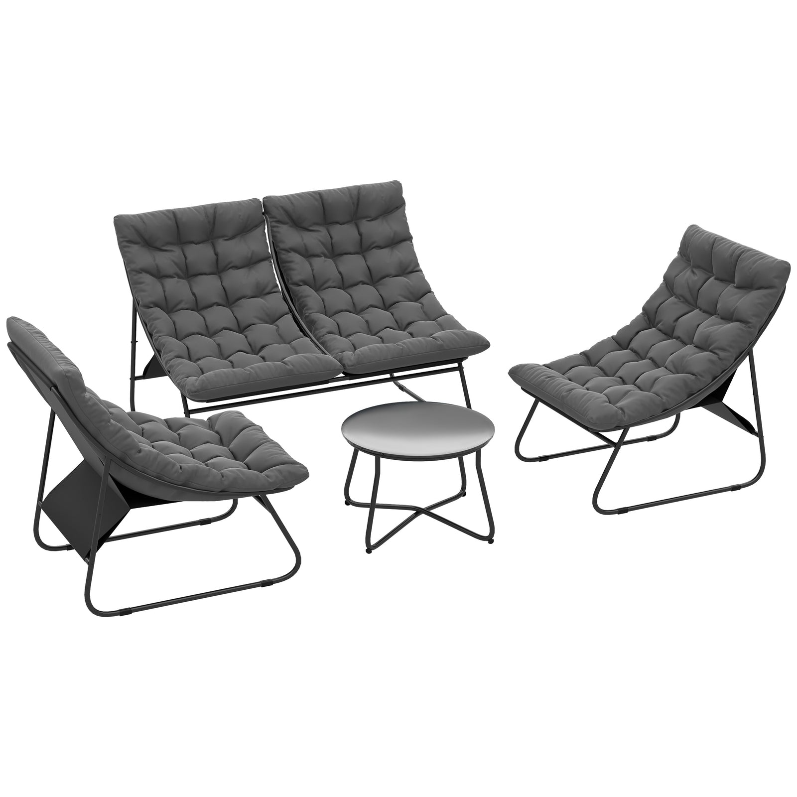 Four-Piece Curved Seat Garden Sofa Set - Grey/Black