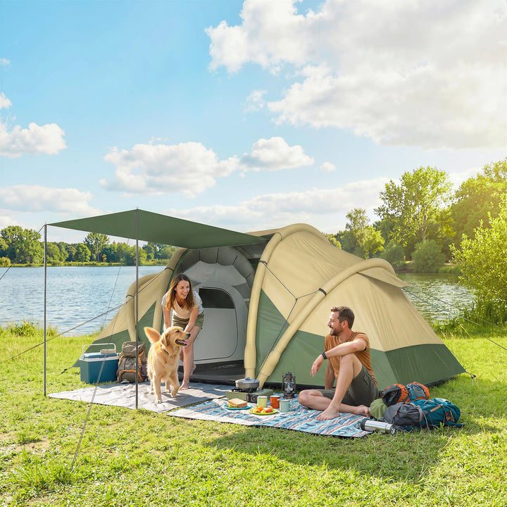 Inflatable Tent 2 Bedroom Tunnel Design Windproof Air Tent with Carry 