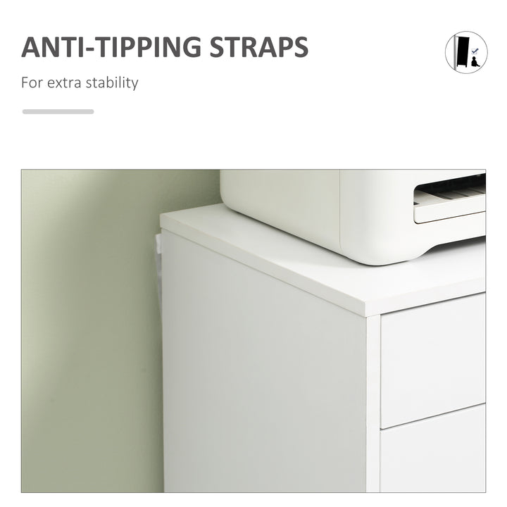 Seven-Drawer Filing Cabinet, with Wheels - White