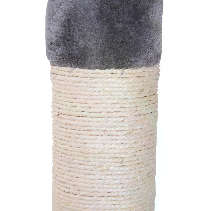 PawHut Cats Floor to Ceiling Scratching Post w/ 5-Tier Plush Leisure Platforms Grey | Aosom UK