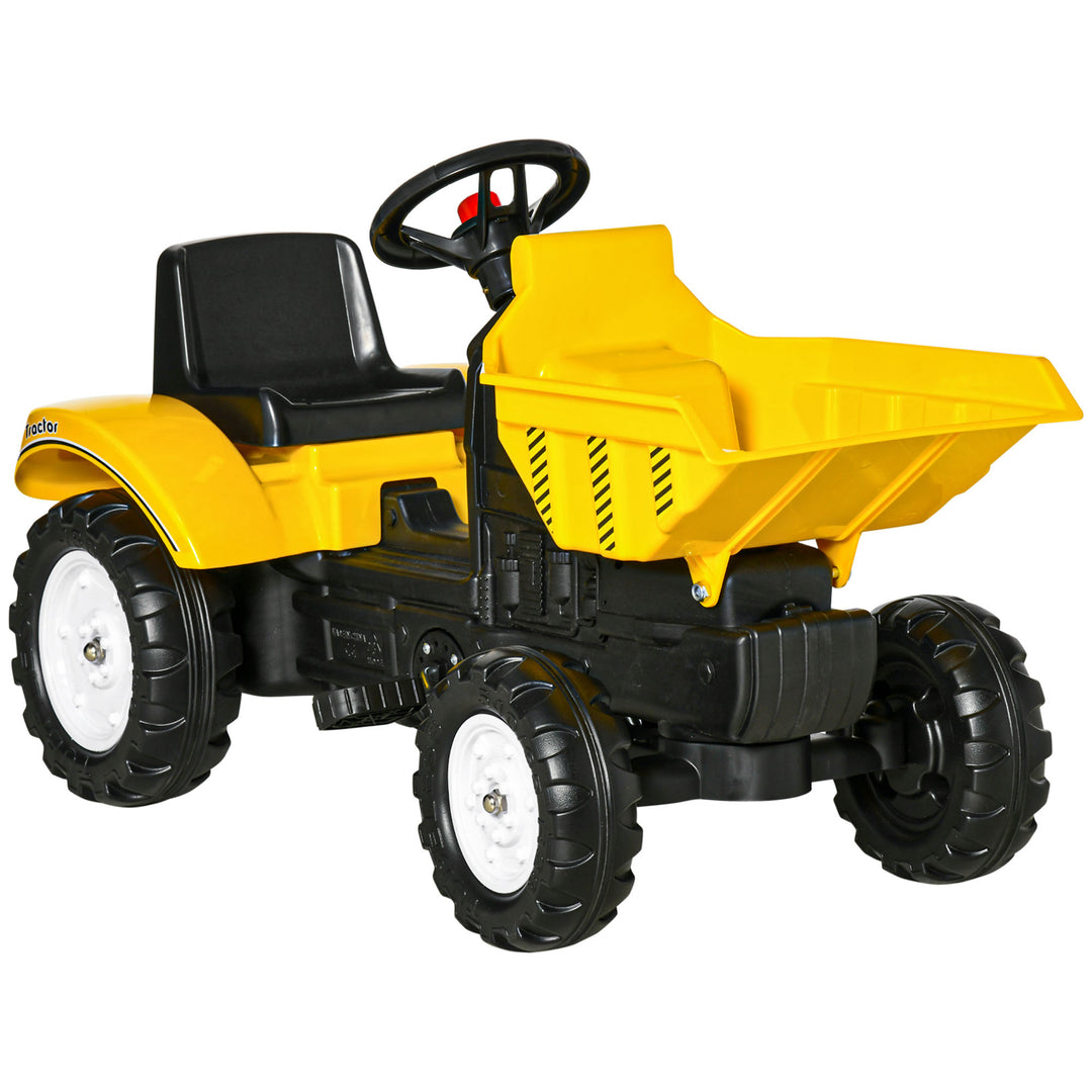MCL Kids Ride on Tractor No Power Pedal Go Kart with Manual Control Bucket for 3-6 Years Old