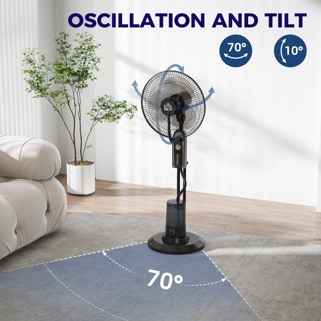 Pedestal Fan with Water Mist Spray, Spray Misting Fan with 70° Oscillation, Tilt Head, 4 Speeds, 3 Modes, Adjustable Mist, 3.2L Water Tank, for Home, 120 cm