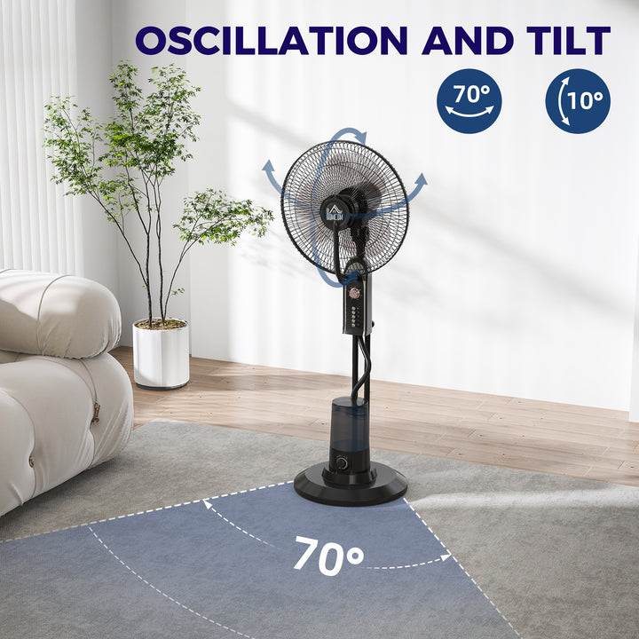 Pedestal Fan with Water Mist Spray, Spray Misting Fan with 70° Oscillation, Tilt Head, 4 Speeds, 3 Modes, Adjustable Mist, 3.2L Water Tank, for Home, 120 cm