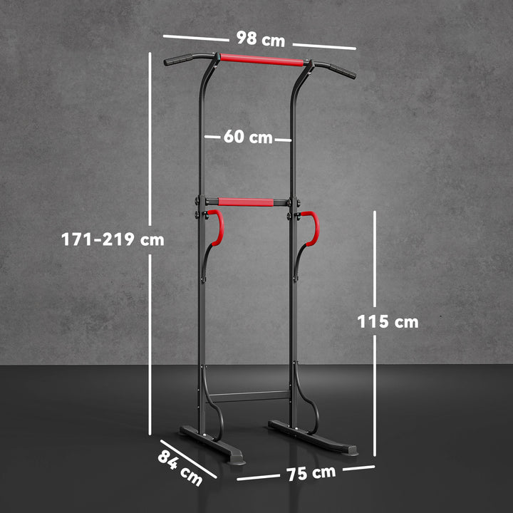 MCL Steel Multi-Use Exercise Power Tower Pull Up Station Adjustable Height W/ Grips