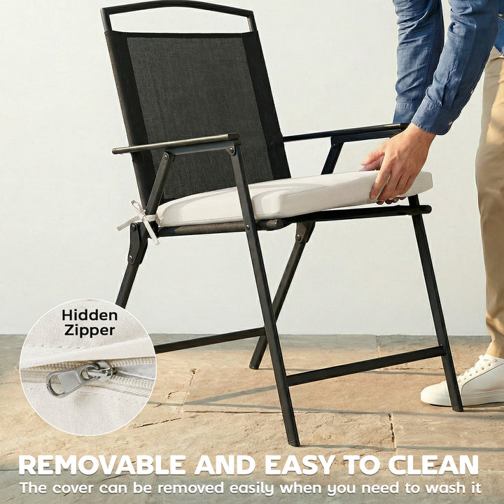 Set of 6 Outdoor Seat Cushions with Machine Washable Cover, Water Repe