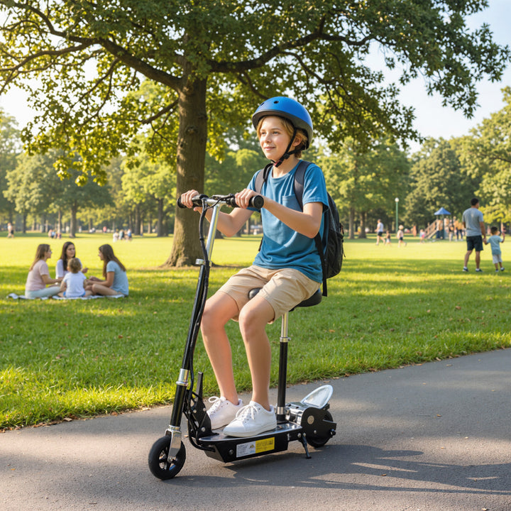 MCL Foldable Powered Scooter with Adjustable Seat, Brake, Black