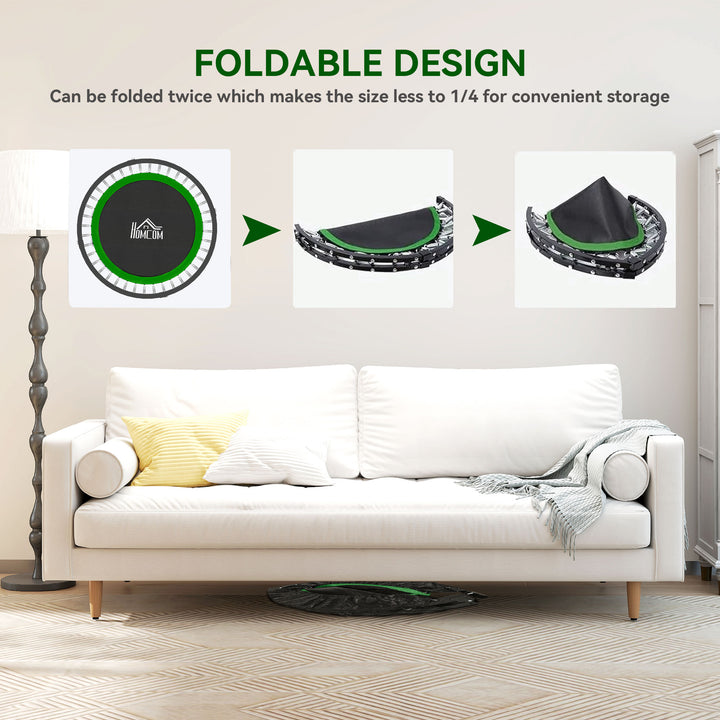 40" Foldable Mini Fitness Trampoline, with Adjustable Foam Handle, Green