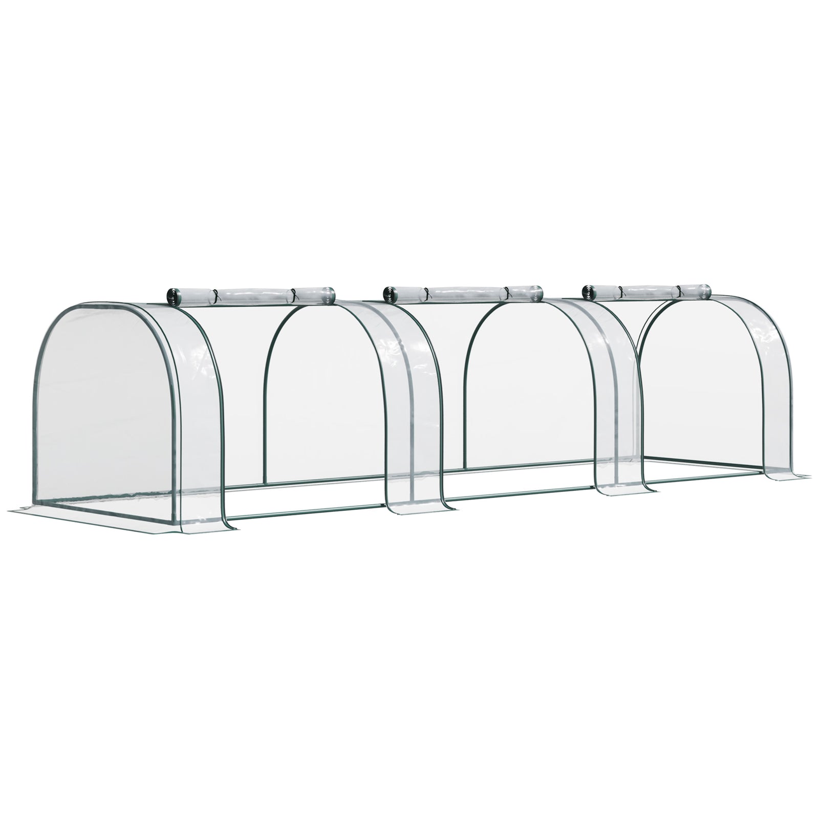 Mini Greenhouse, Small Polytunnel Green House with Zipped Doors, Steel Frame for Garden Patio, 300 x 100 x 80cm, Clear