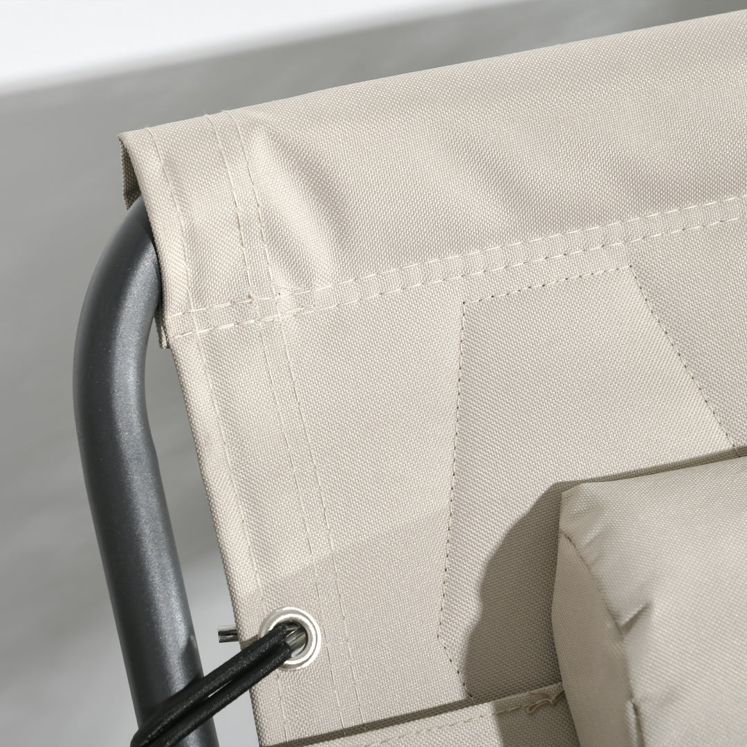 Set of Two Sun Loungers, with Five-Position Reclining Backs - Khaki