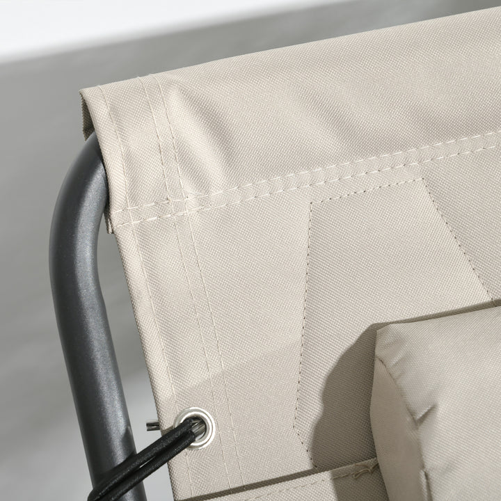 Set of Two Sun Loungers, with Five-Position Reclining Backs - Khaki