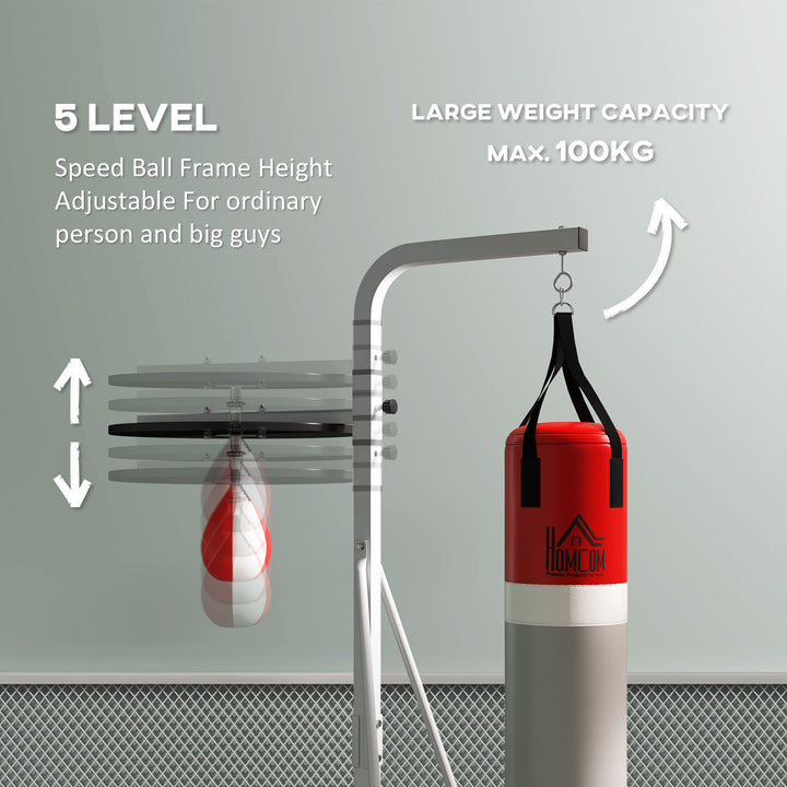 Freestanding Boxing Punch Bag & Speed ball Station, for Home Gym, White