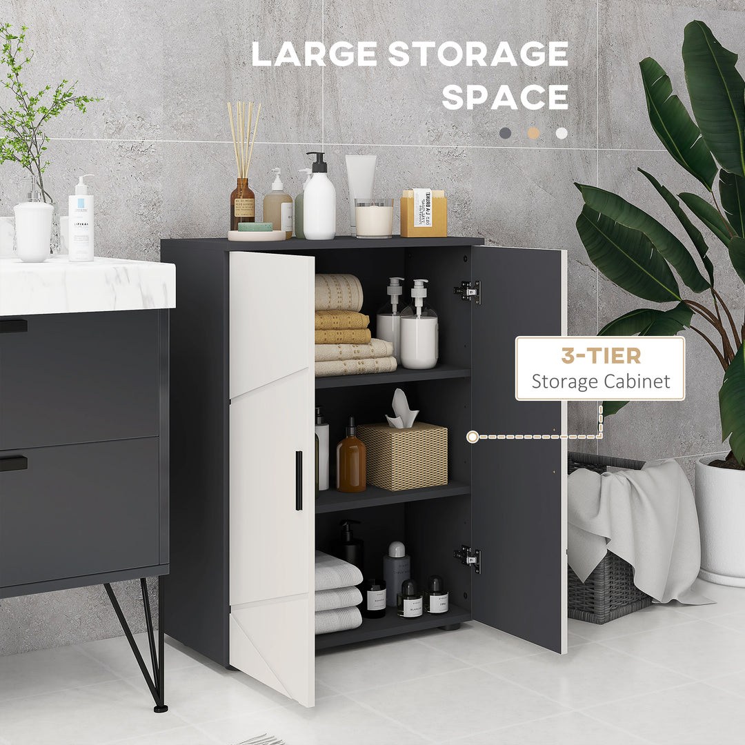 5-Piece Bathroom Furniture Set, Bathroom Storage Cabinet with Doors and Shelves, Tall and Small Floor Cabinets, Wall-mounted Mirror Cabinet, Pedestal Sink Cabinet, Grey