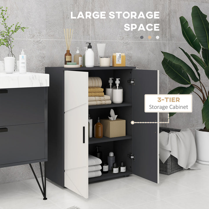 5-Piece Bathroom Furniture Set, Bathroom Storage Cabinet with Doors and Shelves, Tall and Small Floor Cabinets, Wall-mounted Mirror Cabinet, Pedestal Sink Cabinet, Grey