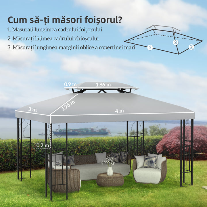 Gazebo Roof Replacement, for 3 x 4m Frames - Light Grey