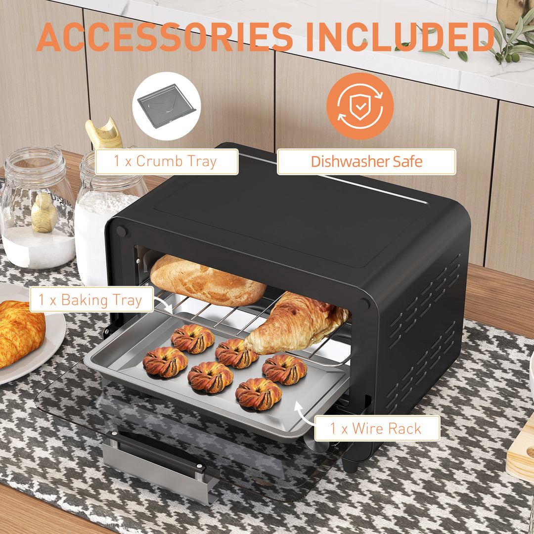 Small Toaster Oven, 12L Multifunction Mini Countertop Oven with Glass 