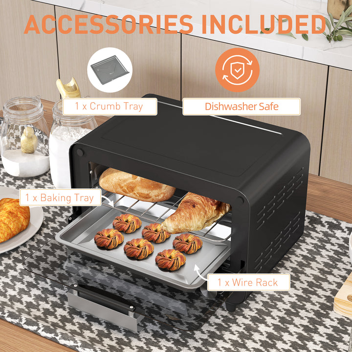 Small Toaster Oven, 12L Multifunction Mini Countertop Oven with Glass 