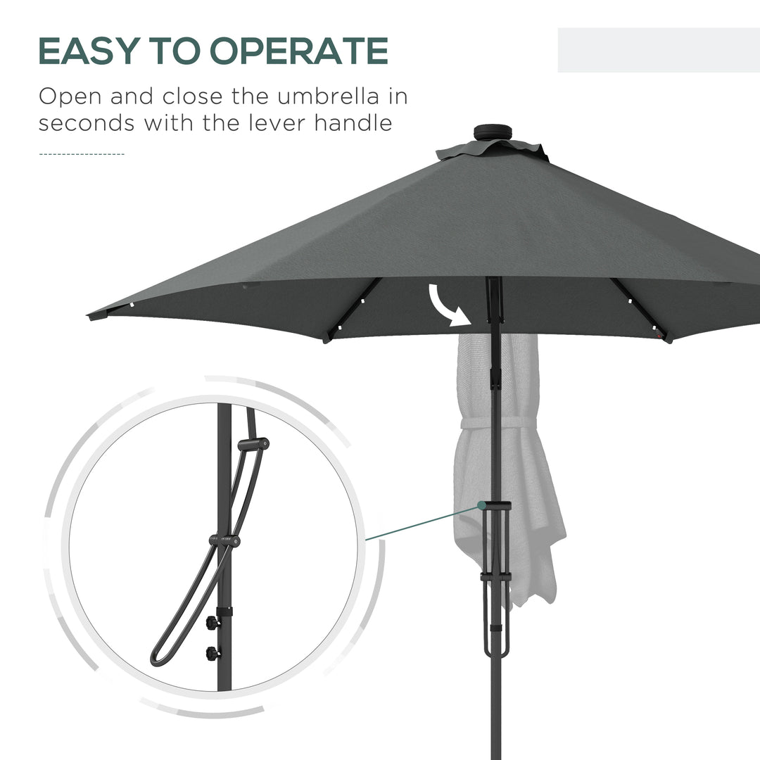 3(m) Solar LED Cantilever Parasol - Dark Grey