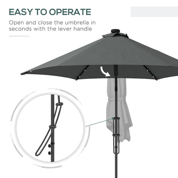 3(m) Solar LED Cantilever Parasol - Dark Grey