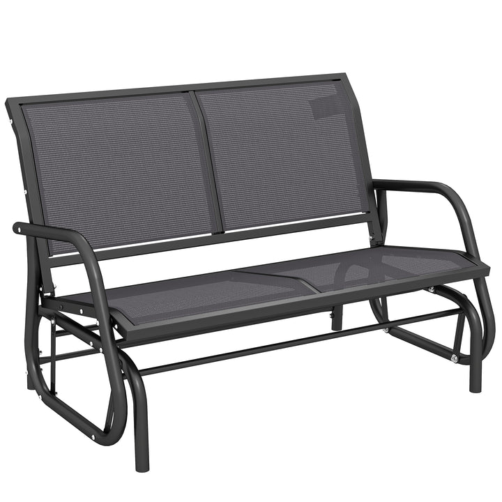 MCL 2-Person Outdoor Glider Bench Patio Double Swing Gliding Chair Loveseat w/Power Coated Steel Frame for Garden Patio Porch, Grey