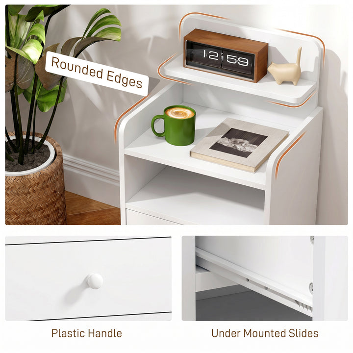 Bedside Cabinet, Bedside Table with Drawer and Shelf for Living Room, 