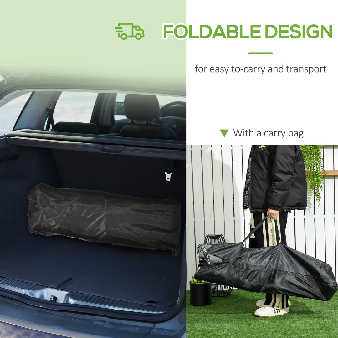 Foldable Camp Bed, Padded Patio Camping Bed with Carry Bag, Magazine Bag and Cup Holder for Outdoor, Garden, Black