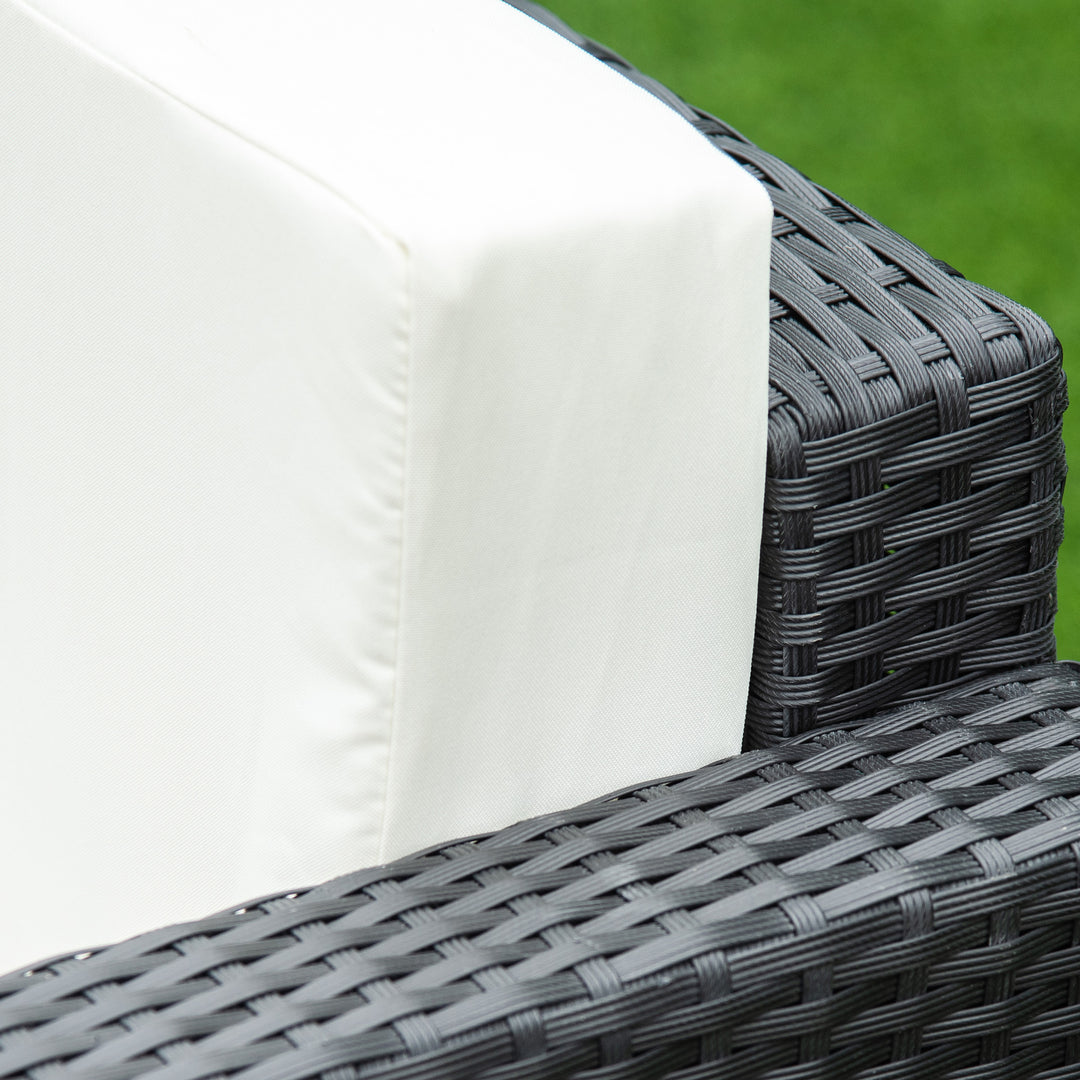 MCL 4-Seater Rattan Sofa Set Garden Rattan Furniture Wicker Steel Chair Seat Furniture Patio Rattan Garden Sofa Black