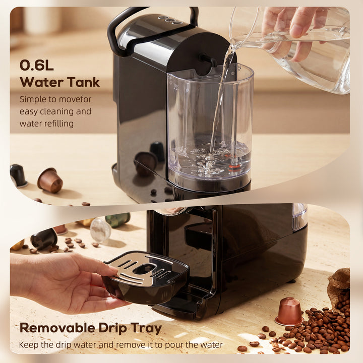 Pod Coffee Machine for Nespresso, Dolce Gusto Capsule &amp; Ground Coffee,