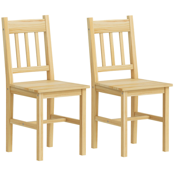 Dining Chairs Set of 2, Kitchen Chair with Slat Back, Pine Wood Struct
