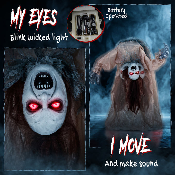 Animated Halloween Ghost, Halloween Animatronics with Creepy Screams, 