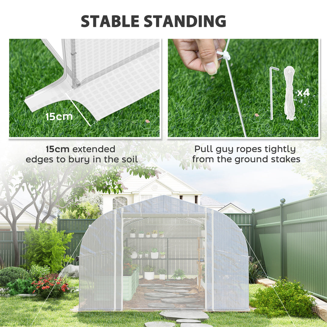 19.5 x 9.8ft Tunnel Greenhouse, with Accessories - White