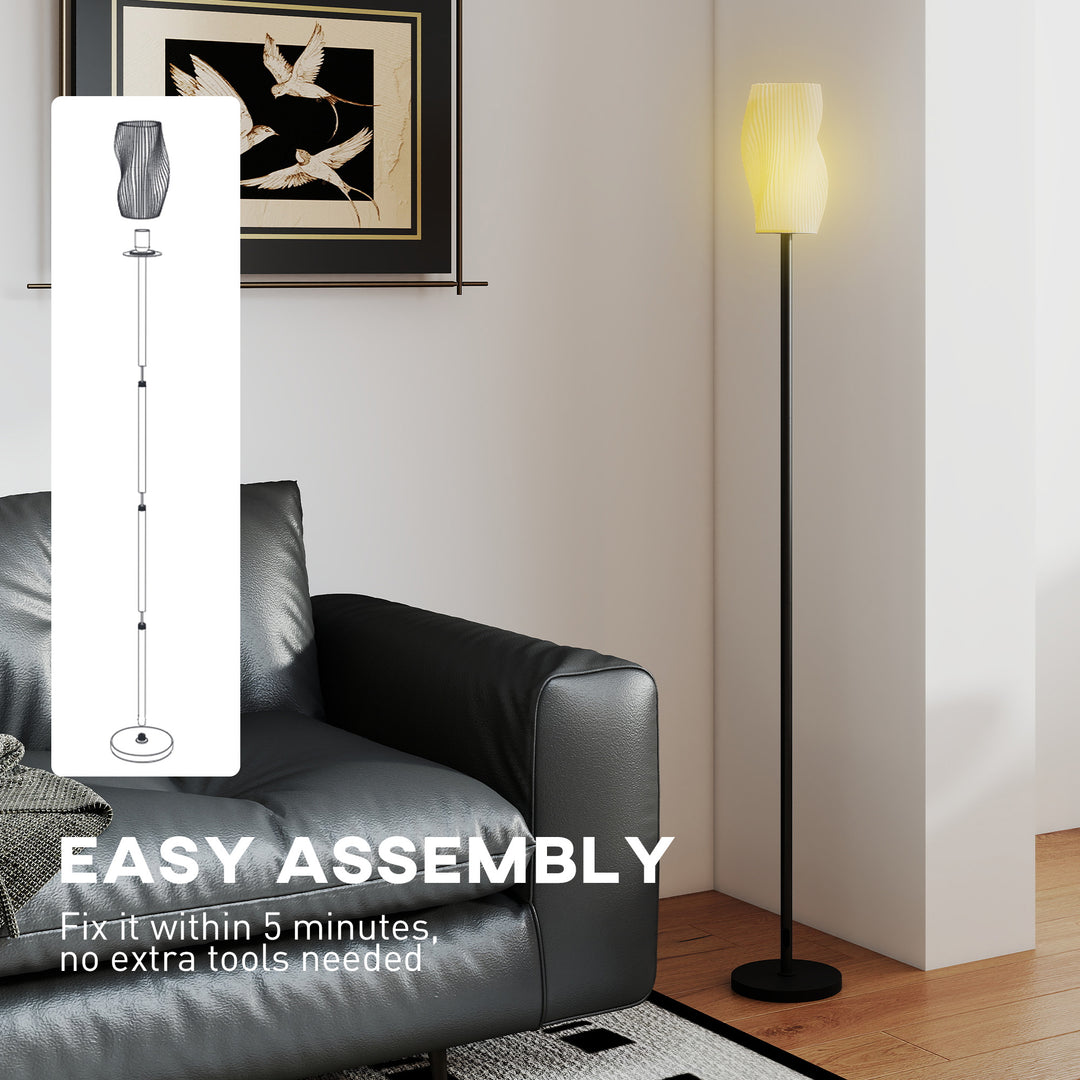 Floor Lamp for Living Room, 3D Printed Modern Standing Lamp with Flowing Curved Shade & Foot Switch, Minimalist Tall Pole Lampshade for Bedroom, Office, E27 Holder without Bulb (25W Max), White
