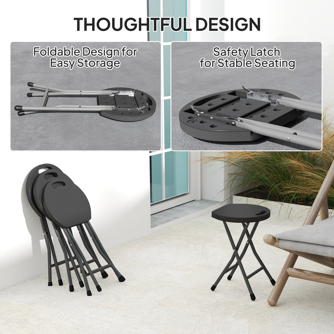 Set of Four Folding Carry Stools - Charcoal Grey