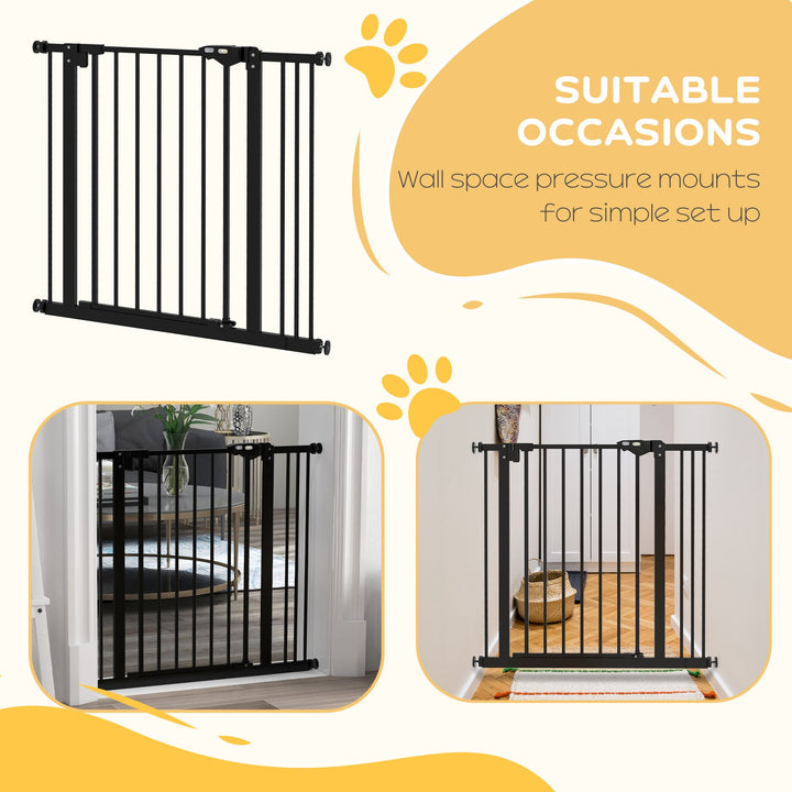 Adjustable Safety Gate w/ One Extensions, Four Adjustable Screws, Black