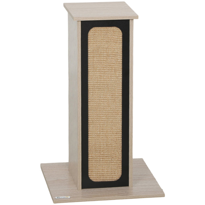 MCL 63cm Cat Scratching Post, Cat Scratcher with Replaceable Scratching Board, Top Perch, Sisal Scratch Mat, Oak