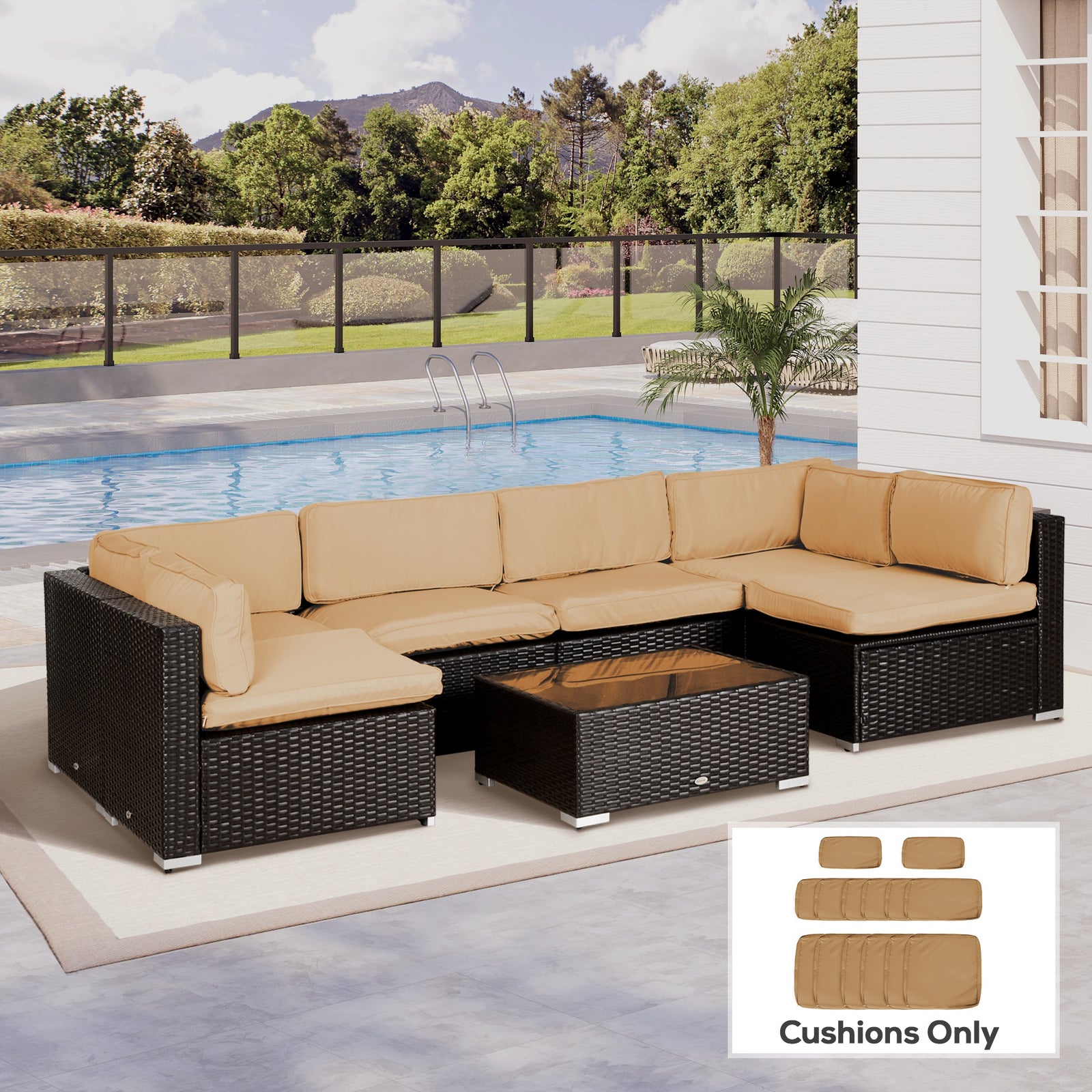 14 Pcs Outdoor Cushion Set - Beige