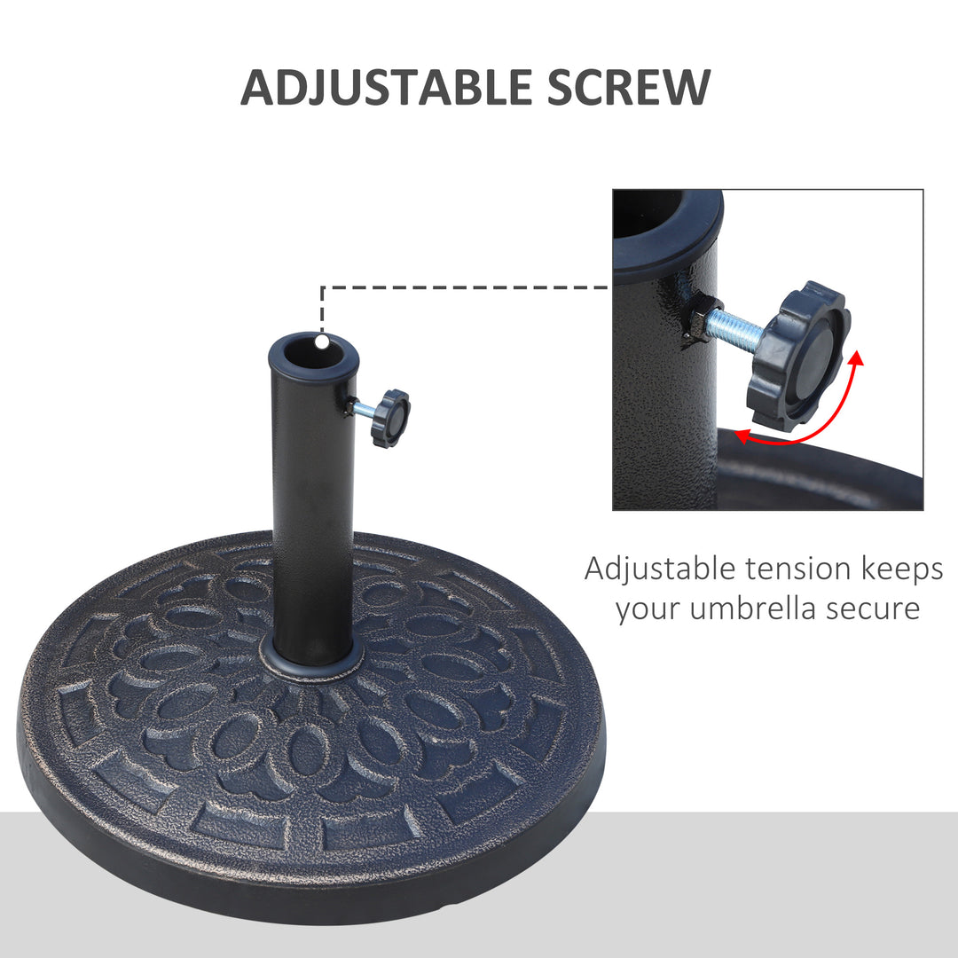 12kg Garden Parasol Base, Round Resin Sun Umbrella Base, Outdoor Umbrella Stand for 38mm or 48mm Outdoor Umbrella Poles, Bronze Tone