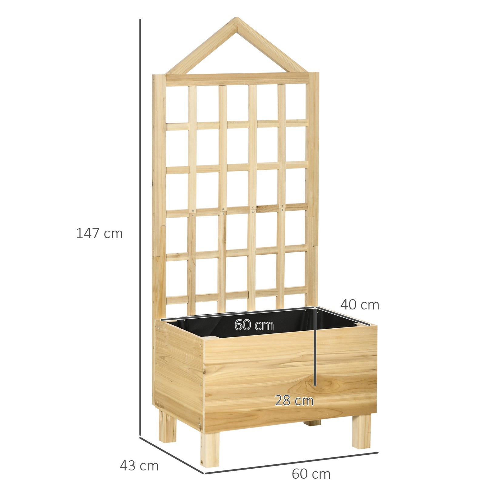 Garden Planters with Trellis for Vine Climbing, Distressed Wooden Rais