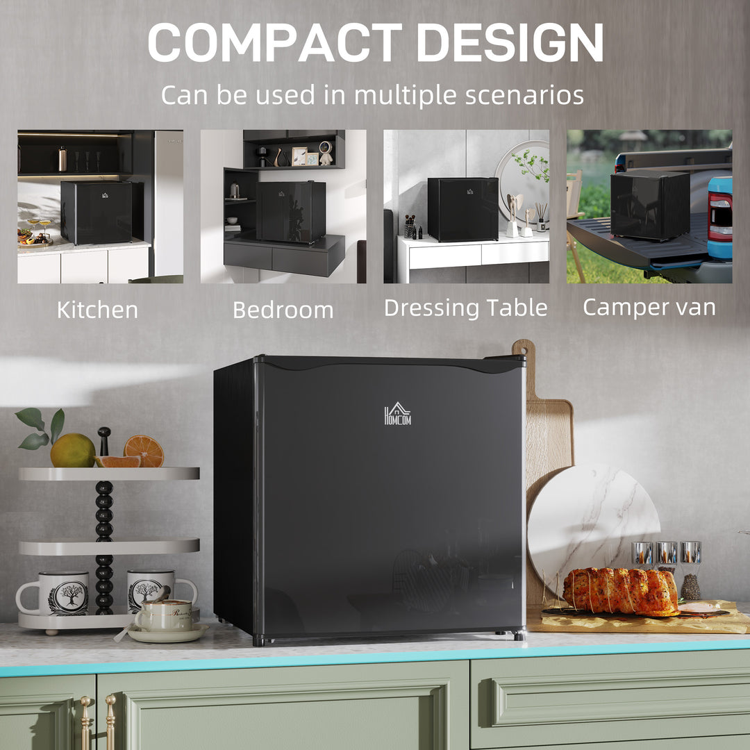 46 Litre Table Top Mini Fridge, Small Fridge with Ice Box, Reversible Door, Adjustable Temperature and Legs for Bedrooms, Home Office, Black