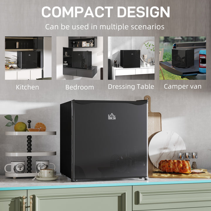 46 Litre Table Top Mini Fridge, Small Fridge with Ice Box, Reversible Door, Adjustable Temperature and Legs for Bedrooms, Home Office, Black