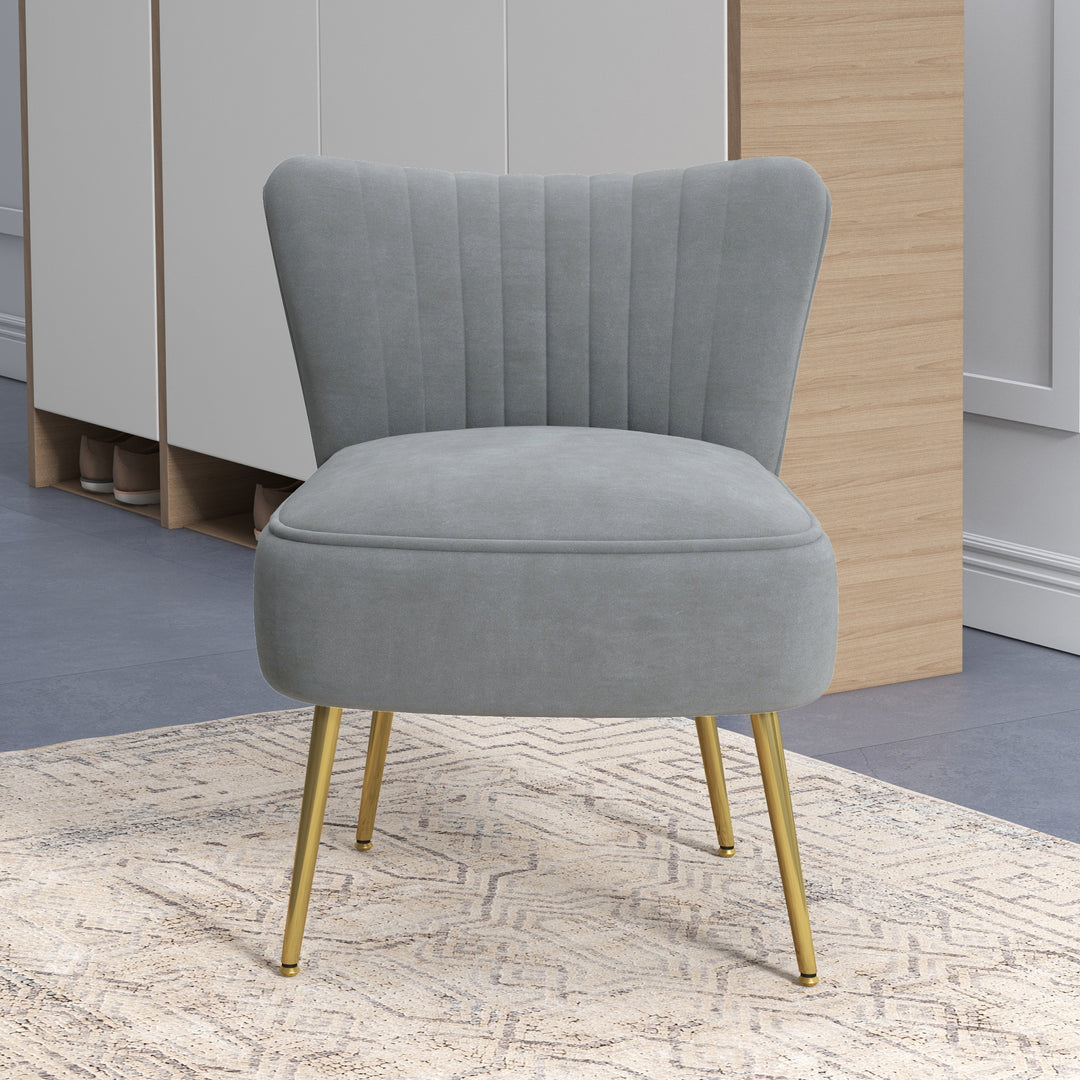Velvet-Feel Tub Accent Chair - Grey