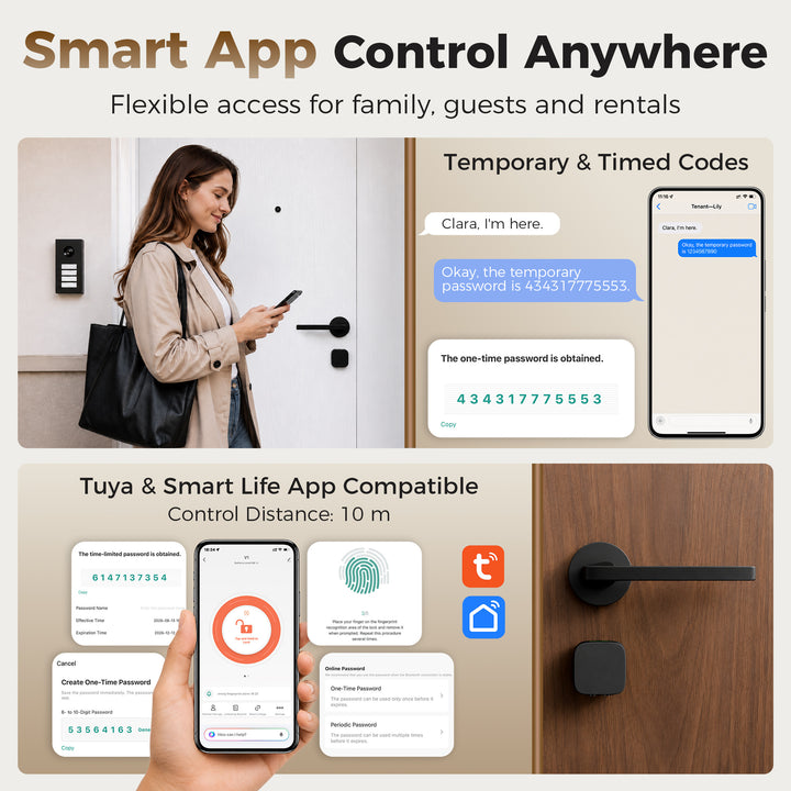 Smart Door Cylinder, 5-in-1 (Fingerprint Biometrics/Passcode/APP/NFC - view 5