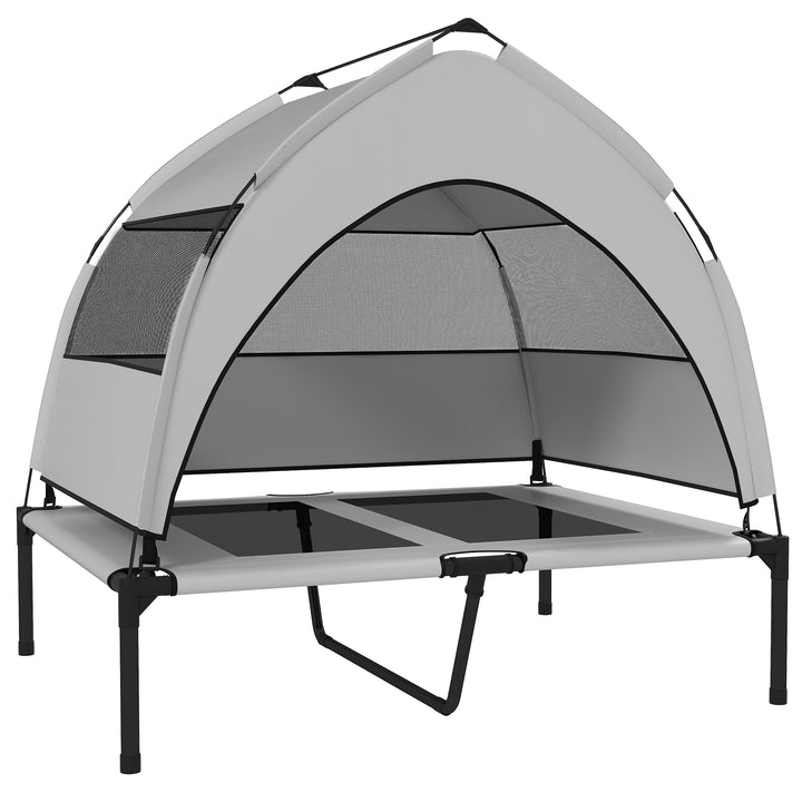 Portable Elevated Dog Bed with Removable Canopy, Cooling Raised Pet Cot for Medium Large Dogs, 92 x 75 x 89 cm