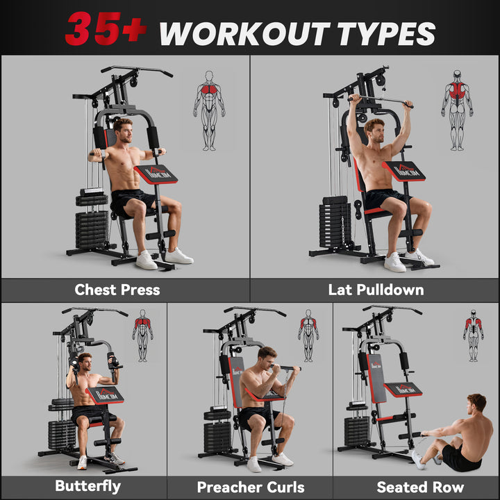 MCL Multigym Station, with 66KG Weight Stack, for Strength Training - Red & Black