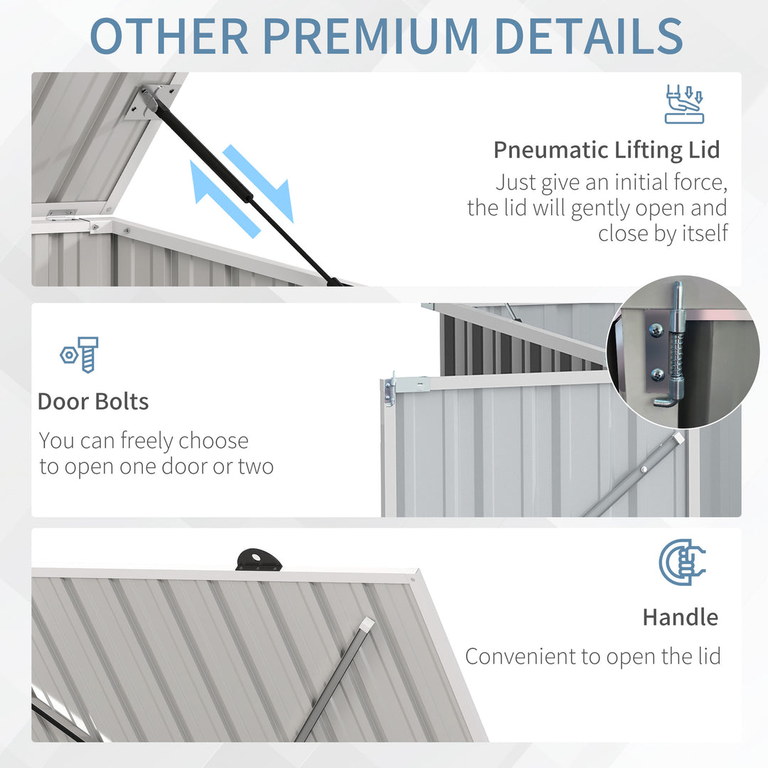 5ft x 3ft Garden 2-Bin Steel Storage Shed, Double Rubbish Storage Shed, Hide Dustbin w/ Locking Doors and Openable Lid